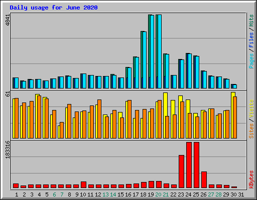 Daily usage for June 2020
